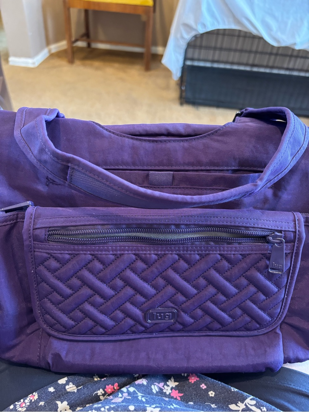 Lug Romper in Purple Quilted Crossbody Tote